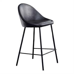 Plata Import Vero Modern 26'' Bar Stool in Black Faux Leather (Set Of 2)