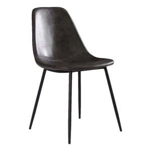 Plata Import Effie Amy 18&quot Dining Chairs in Black Faux Leather (Set of 2)