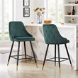Plata Import Hammel Velvet Bar Stool in Green (Set of 2)