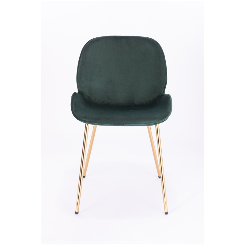 Plata Import Velvet Beetle Side Dining Chair in Green and Gold (Set of 2)