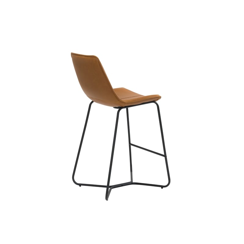 Plata Import Carbon Loft Patsy 26in Bar Stool in Tan Faux Leather (Set of 2)