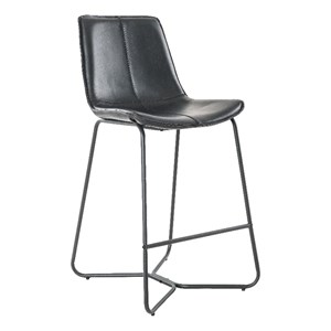 Plata Import Carbon Loft Patsy 26in Bar Stool in Black Faux Leather (Set of 2)