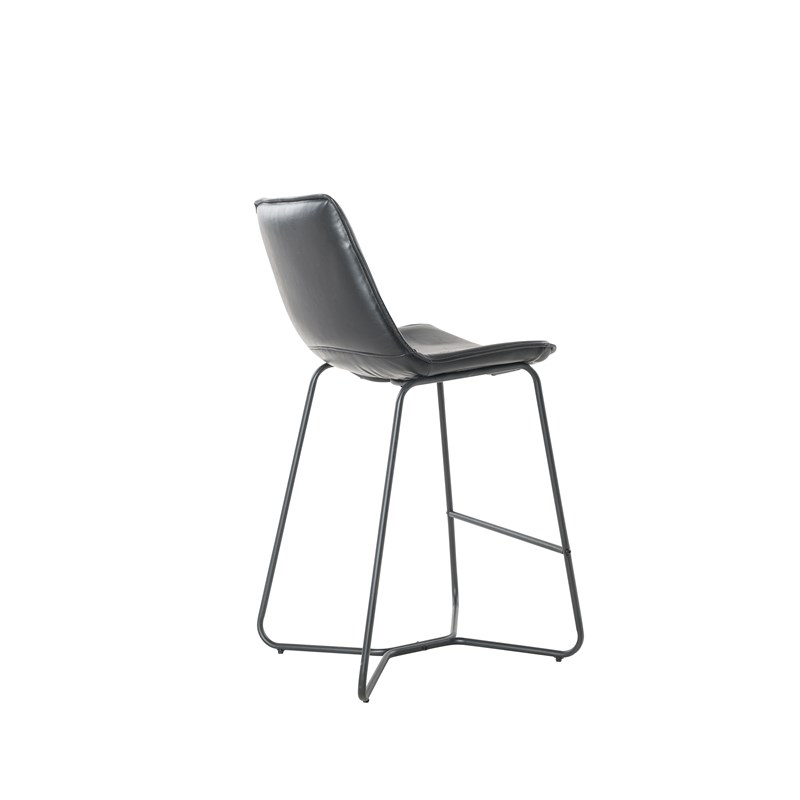 Plata Import Carbon Loft Patsy 26in Bar Stool in Black Faux Leather (Set of 2)