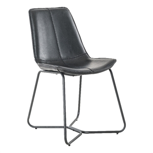 Plata Import Carbon Loft Patsy Dining Chair in Black Faux Leather (Set of 2)