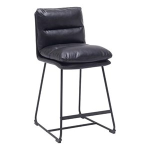 Plata Import Lana 26&quot Counter Stool in Black Faux Leather (Set of 2)
