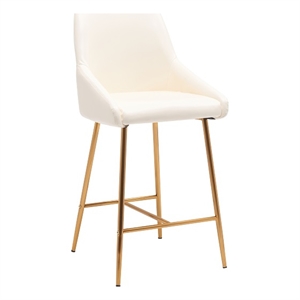 Plata Import Naila 26&quot Gold Counter Stool in Cream White Faux Leather (Set of 2)