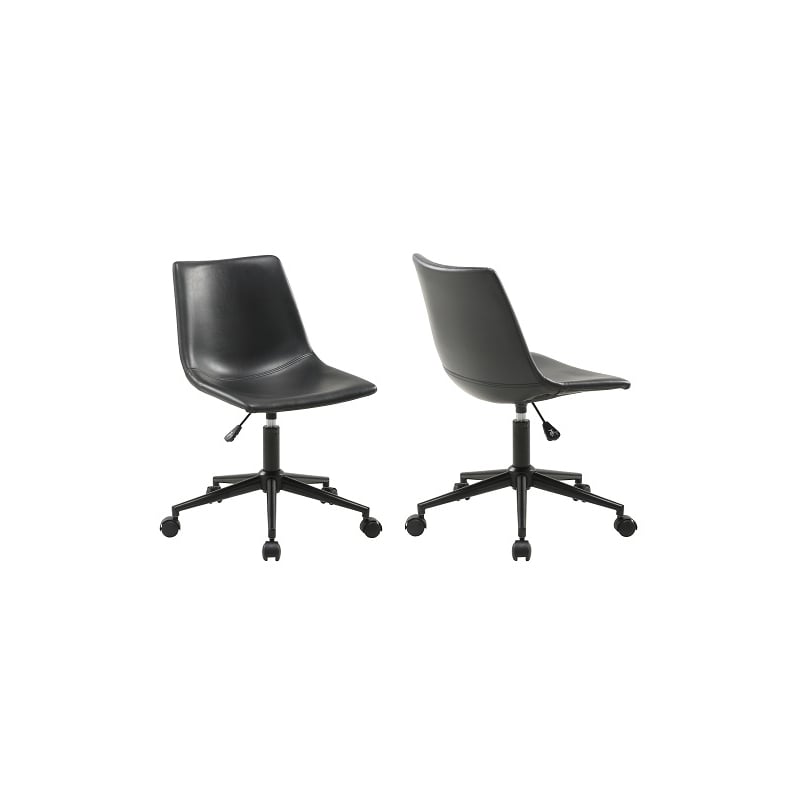 Plata Import Leary Task Chair in Black Faux Leather
