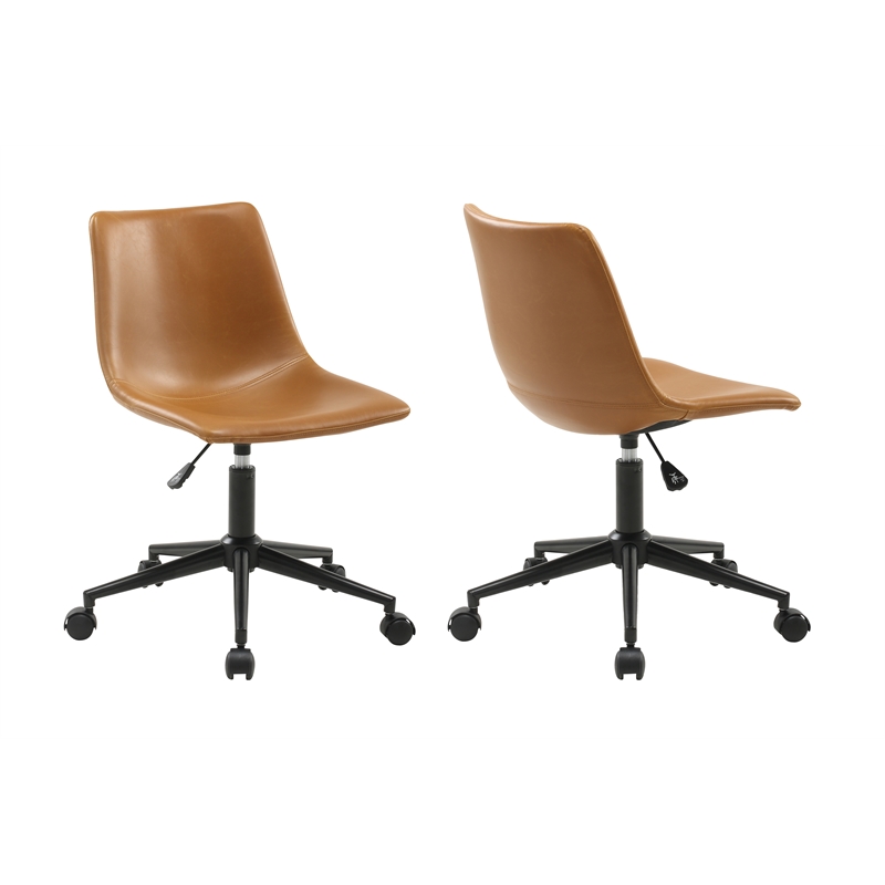 Plata Import Leary Task Chair in Tan Faux Leather