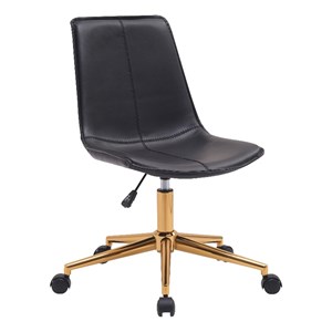 Plata Import Black Faux Leather Slope Swivel Office Chair