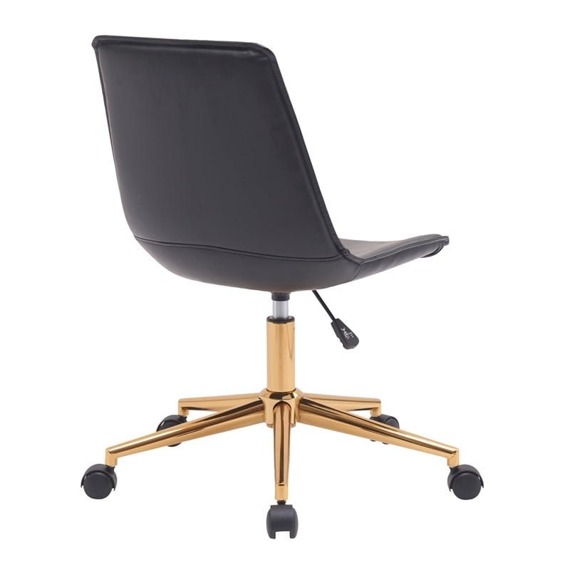 Plata Import Black Faux Leather Slope Swivel Office Chair
