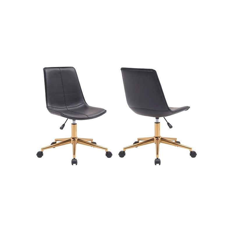 Plata Import Black Faux Leather Slope Swivel Office Chair