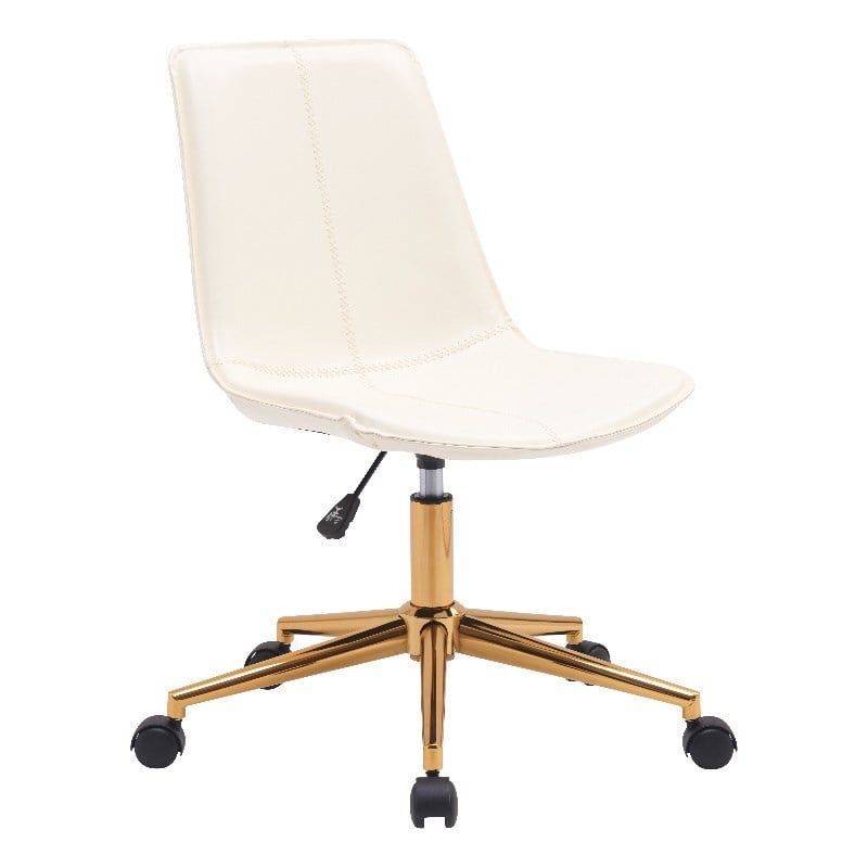 Plata Import White Faux Leather Slope Swivel Office Chair