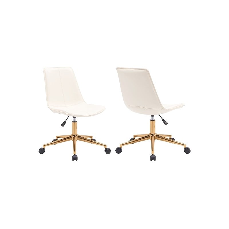 Plata Import White Faux Leather Slope Swivel Office Chair