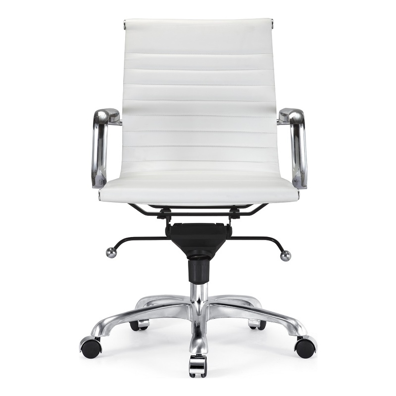 Plata Import White Faux Leather Executive Full Back Office Chair