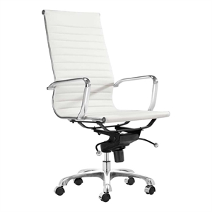 plata import toni high-back office chair in white faux leather