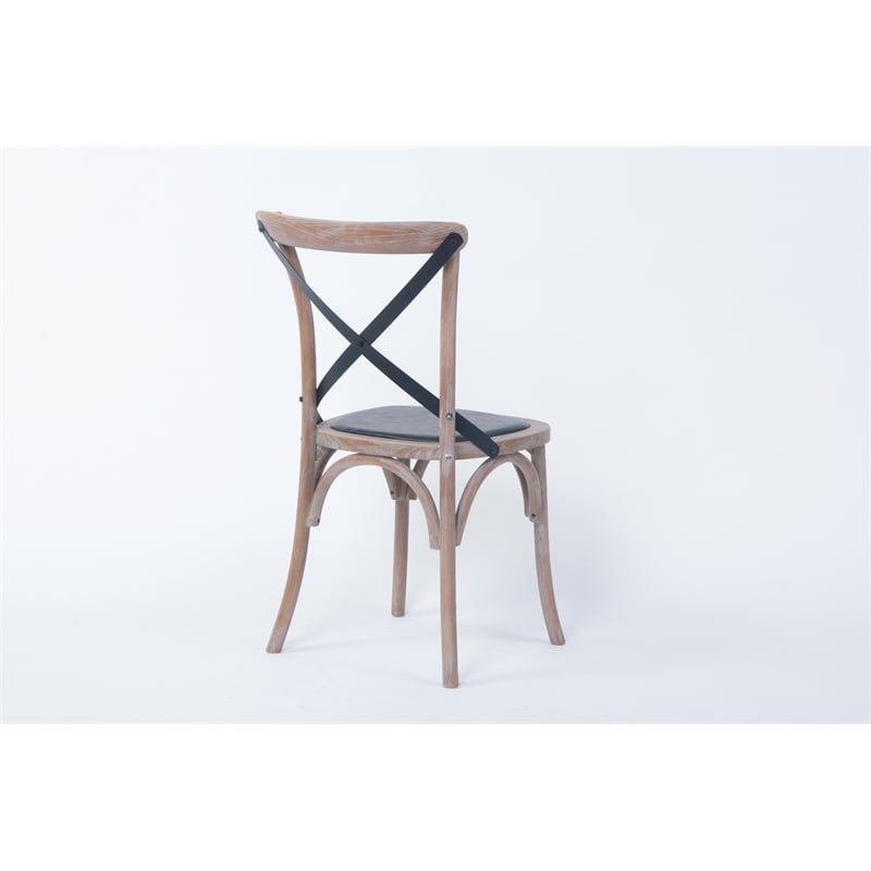 Plata Import Hillenbrand Black & Rattan Cross Back Side Dining Chair (Set of 2)