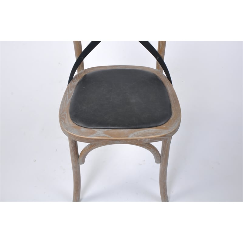 Plata Import Hillenbrand Black & Rattan Cross Back Side Dining Chair (Set of 2)