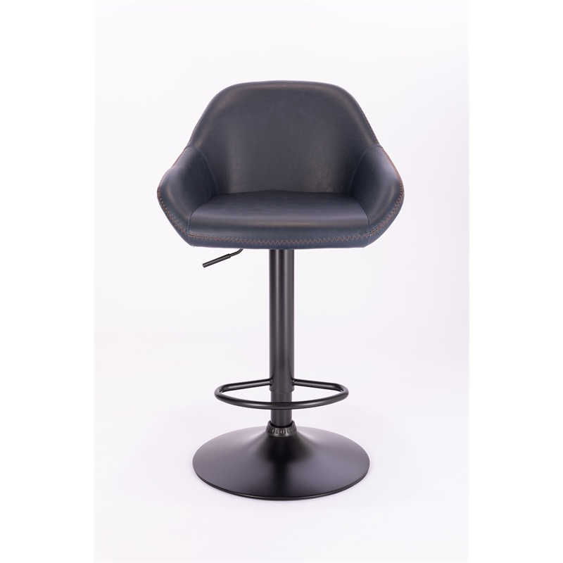 Plata Import Bodeaux Swivel Adjustable Height Bar Stool in Navy (Set of 2)