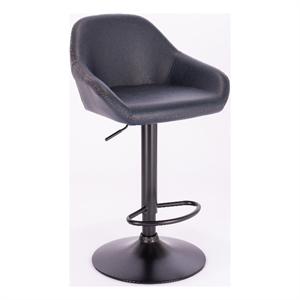 Plata Import Bodeaux Swivel Adjustable Height Bar Stool in Navy (Set of 2)