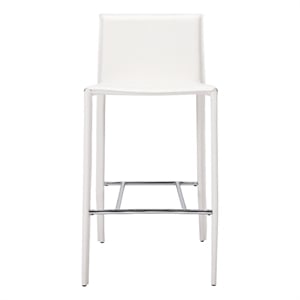 Plata Import Elizabeth Euro Style White Faux Leather 26&quot Counter Stool