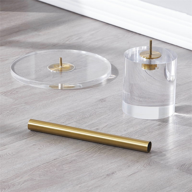 Plata Import Clear Plastic/Acrylic Martini End Table with Gold Accents