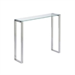 Plata Import Modern Narrow Clear Glass Console Table with Chrome Legs 30