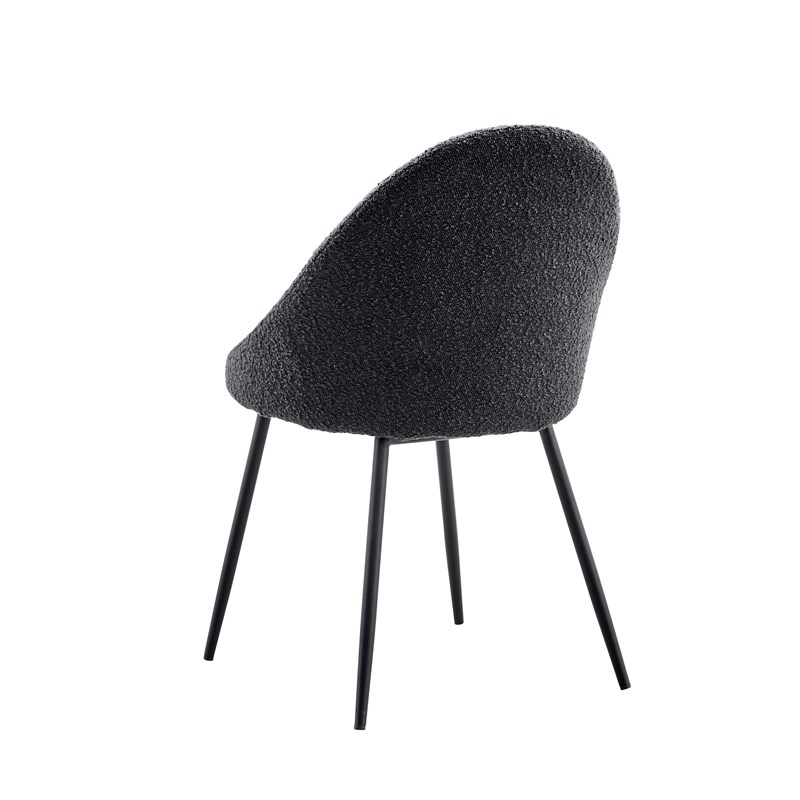 Lara Boucle Upholstered Dining Chair Black legs (Set of 2)