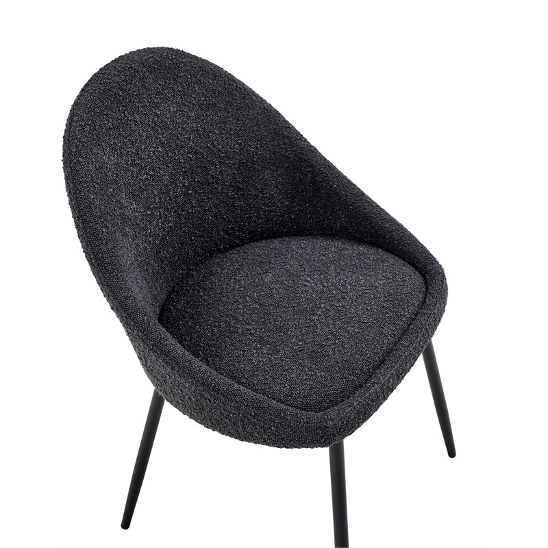 Lara Boucle Upholstered Dining Chair Black legs (Set of 2)