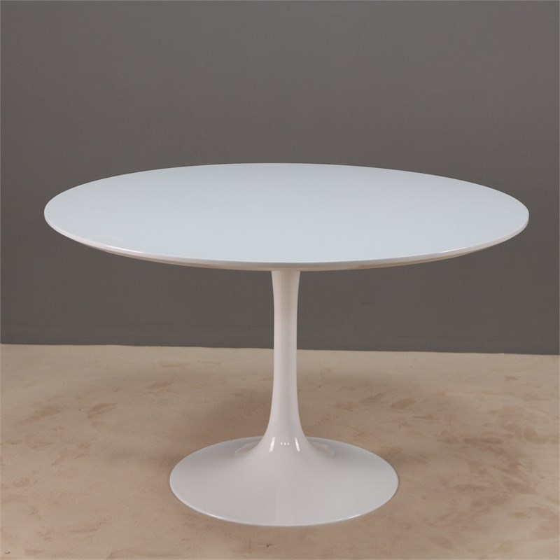 Modern Round White lacquer Lippa Dining Table 60 inch
