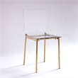 Clear Acrylic Chiaro Dining Chair with Gold Legs (Set of 2)