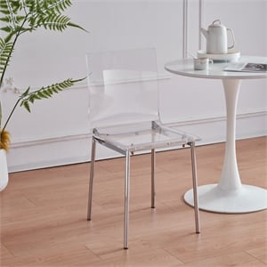 Clear Acrylic Chiaro Dining Chair with Silver Legs (Set of 2)