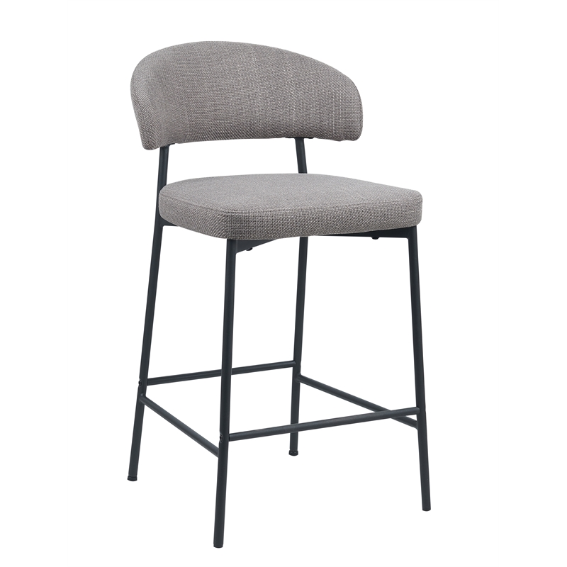 Bernin Fabric Counter Stool with Metal Frame (Set of 2) In Gray