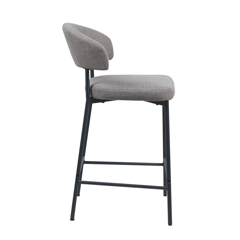 Bernin Fabric Counter Stool with Metal Frame (Set of 2) In Gray