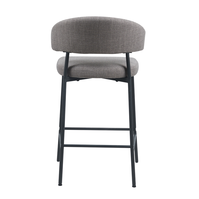 Bernin Fabric Counter Stool with Metal Frame (Set of 2) In Gray