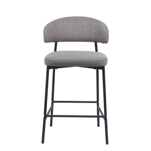 Bernin Fabric Counter Stool with Metal Frame (Set of 2) In Gray