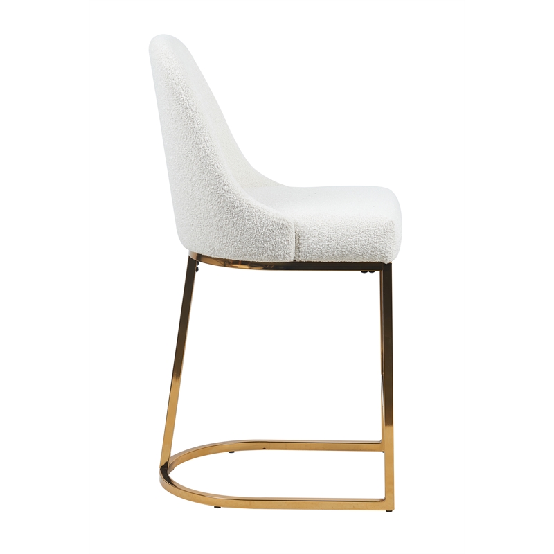 Camardn Boucle Fabric Counter Stool With Gold Metal Legs (Set of 2) Beige