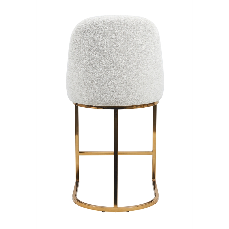 Camardn Boucle Fabric Counter Stool With Gold Metal Legs (Set of 2) Beige