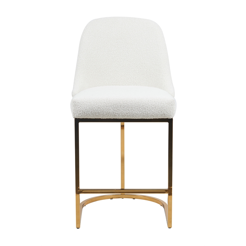 Camardn Boucle Fabric Counter Stool With Gold Metal Legs (Set of 2) Beige