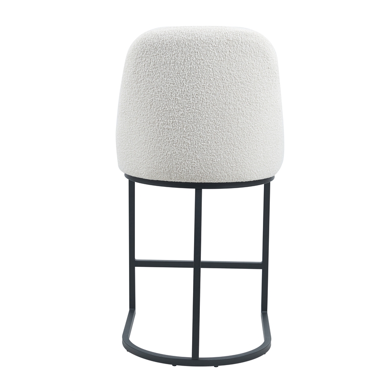 Mahtal Boucle Fabric Counter Stool With Metal Legs (Set of 2) Beige