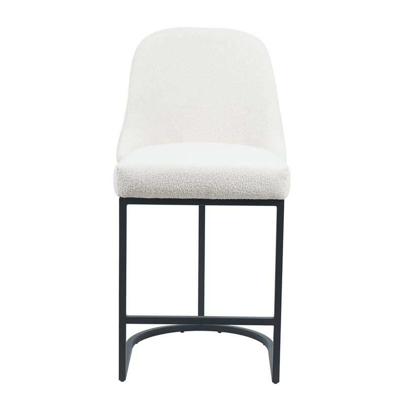 Mahtal Boucle Fabric Counter Stool With Metal Legs (Set of 2) Beige