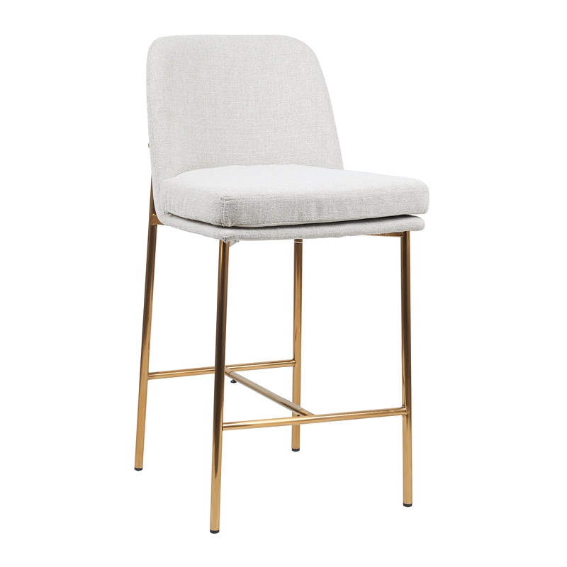 Bende Fabric Metal Gold Frame Counter Stools (Set of 2) In Beige