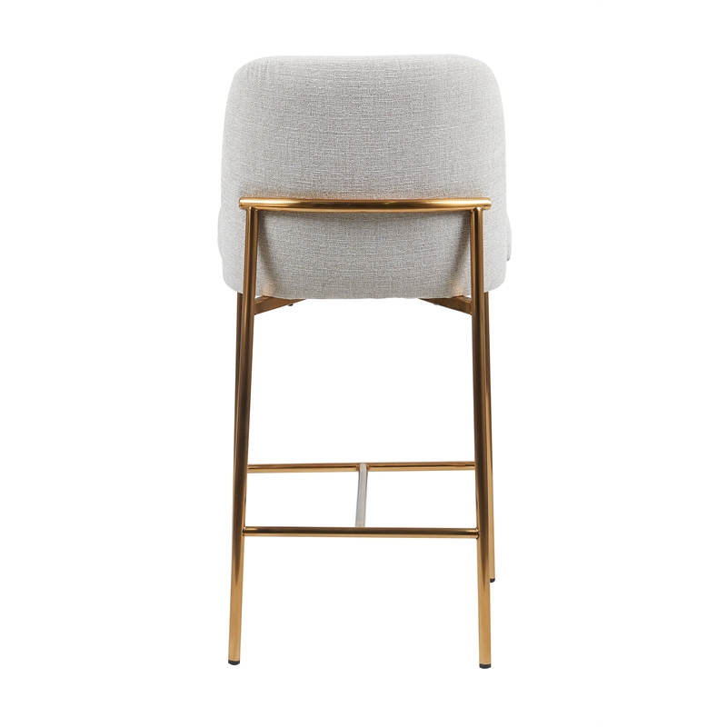 Bende Fabric Metal Gold Frame Counter Stools (Set of 2) In Beige
