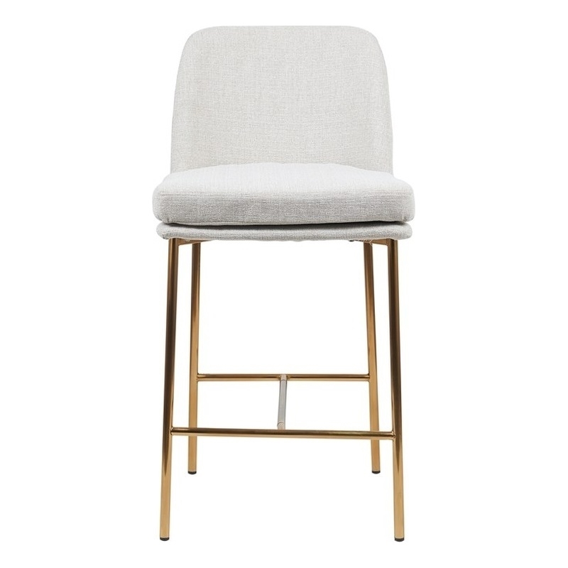 Bende Fabric Metal Gold Frame Counter Stools (Set of 2) In Beige