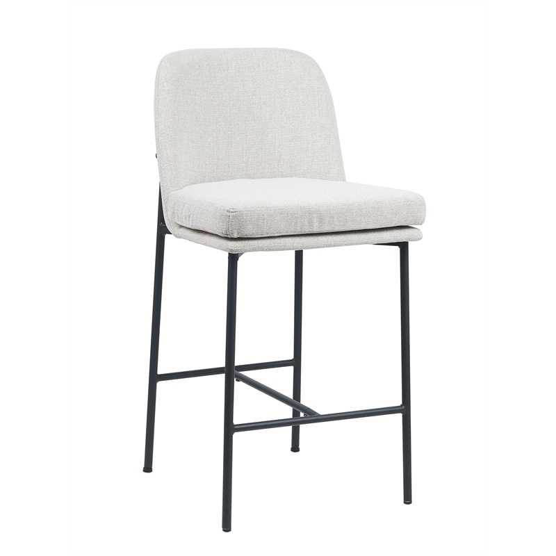 Flomar Fabric Side Counter Stool with Metal leg ( Set Of 2) Beige