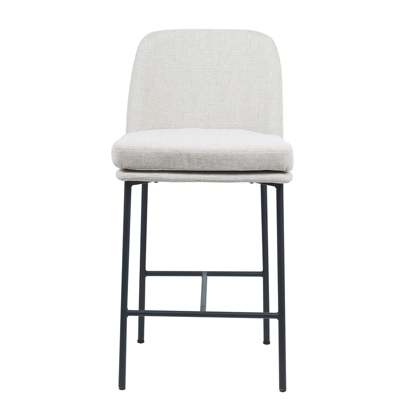 Flomar Fabric Side Counter Stool with Metal leg ( Set Of 2) Beige
