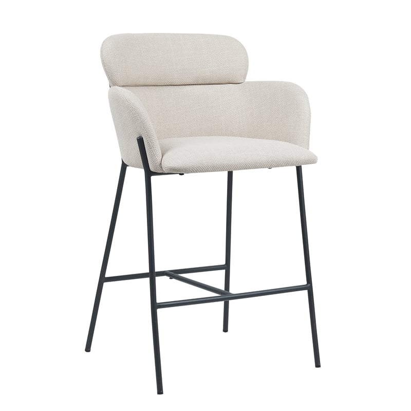 Asotin Fabric Upholstered Counter Stools with Footrest In Beige