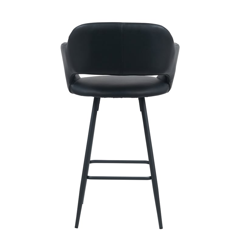 Kymberlynn Faux Leather Counter Stool With Metal legs (Set of 2) In Black
