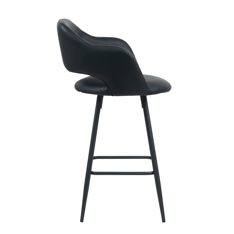 Kymberlynn Faux Leather Counter Stool With Metal legs (Set of 2) In Black