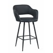 Kymberlynn Faux Leather Counter Stool With Metal legs (Set of 2) In Black
