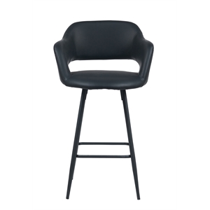 Kymberlynn Faux Leather Counter Stool With Metal legs (Set of 2) In Black